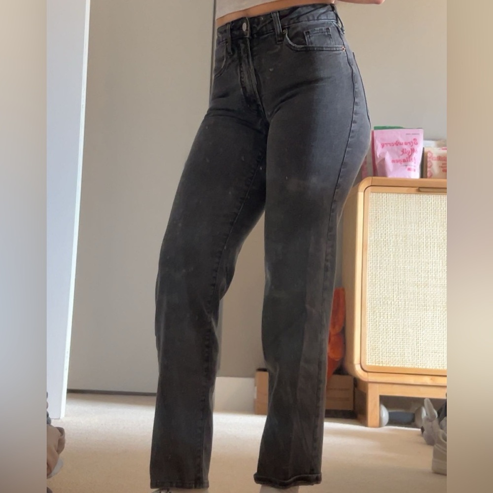 washed out black old navy high waisted straight leg jeans